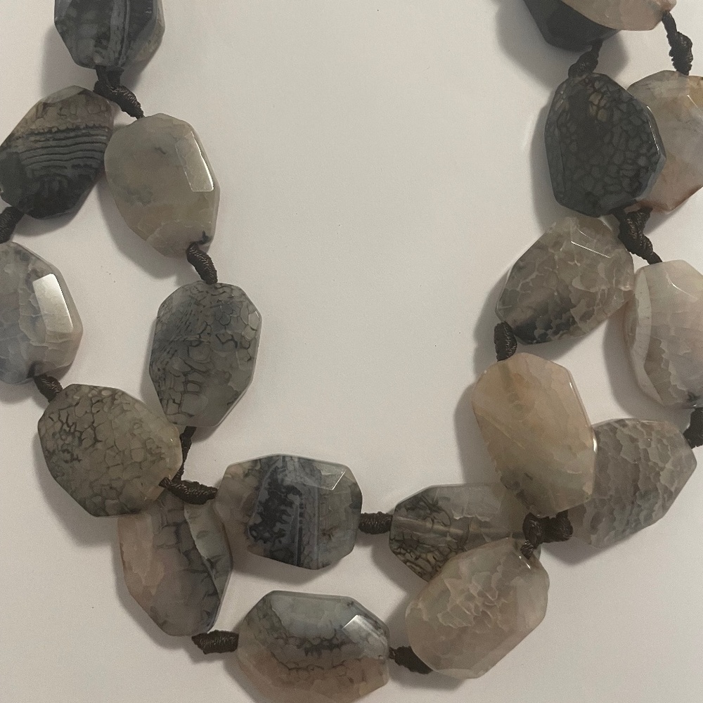 Two Strands Short Agate Necklaces